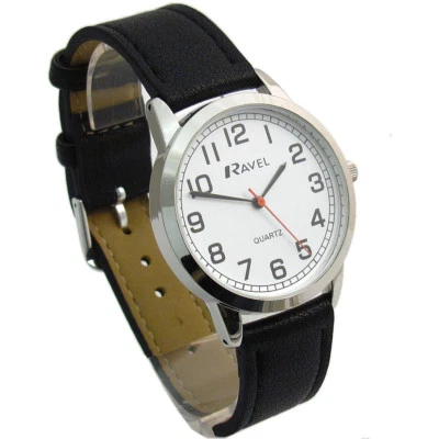 Ravel Mens Super-Clear Easy Read Quartz Watch Black Strap White Face R0132.11.1 - Image 1 of 2