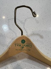 RARE 1 Vintage Tom James Polished Light Brown Wood Coat Clothes Suit Hanger