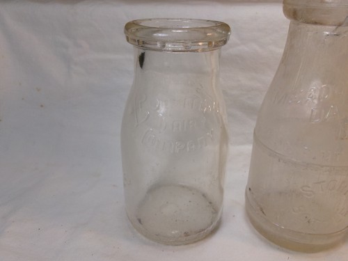 Menge 4 Vintage Klarglas Verschiedene Halbe Pint Milchflaschen - Bild 2 von 9