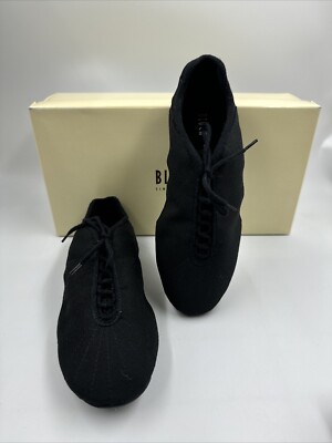 Bloch Size 5 Black Amalgam Canvas Jazz Dance Shoes Split Sole, Lace Up