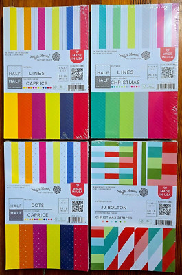 4 pads Waffle Flower PATTERN PAPER: Xmas Stripes & Lines, Caprice Dots & Lines