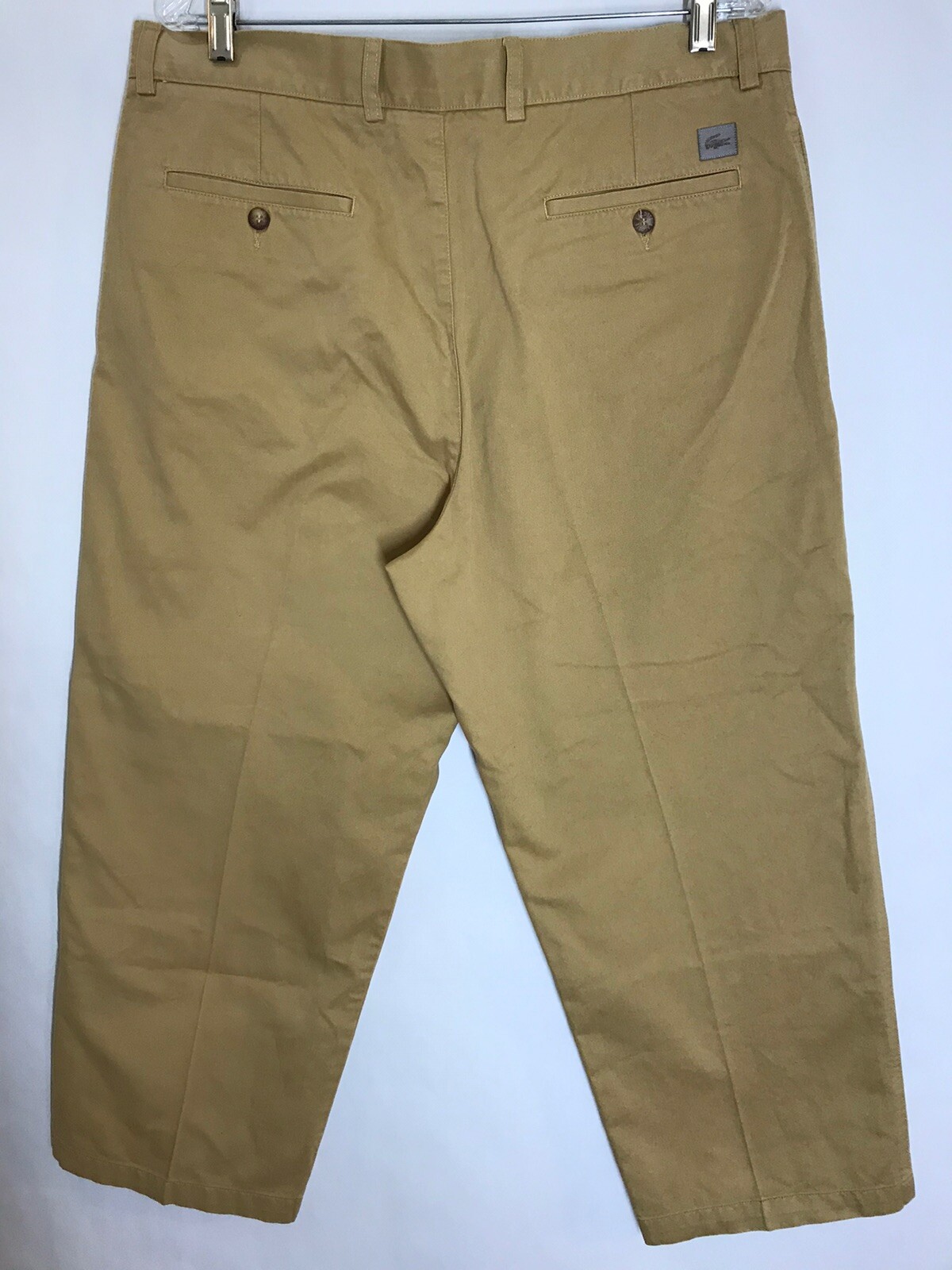 Lacoste Womens Capris Size 36 (L25) Khakis/Chinos Flat Front Gold 100% Cotton 