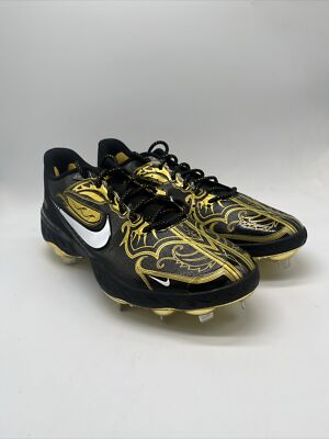 Nike Alpha Huarache Elite 3 Baseball Cleats Black Gold CV3553-001 Mens Size 8 Nike Alpha Huarache Elite 3 Low CV3553-001 Black Gold  main image 4