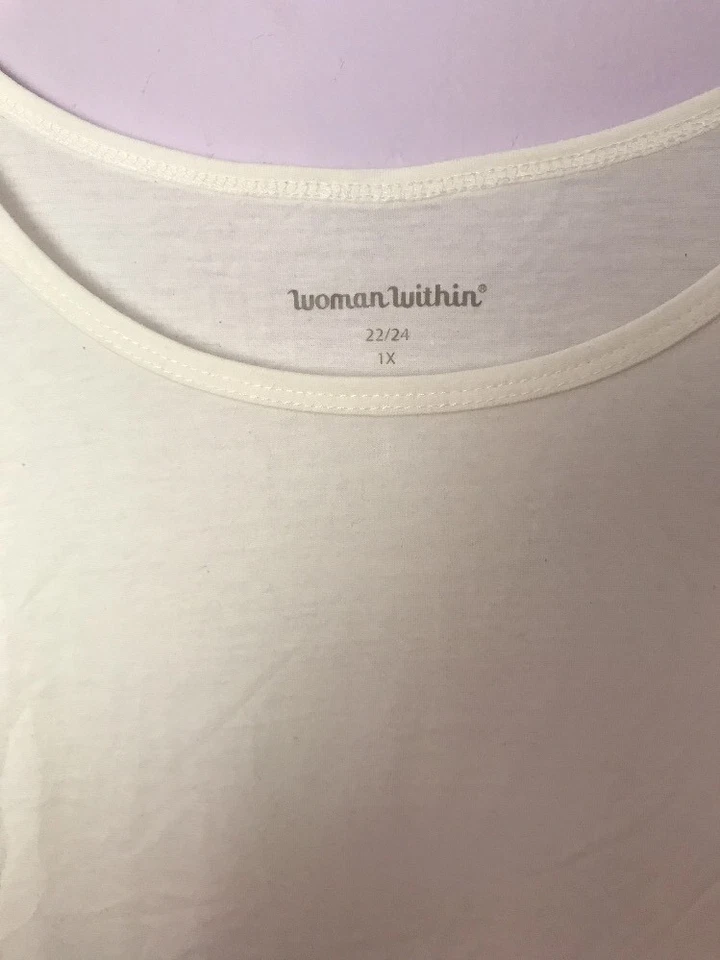 女式衬衫/Tunic 象牙色 蕾丝下摆衬衫上衣 全新 22/24 1X 全新 — 第 2/4 张图片