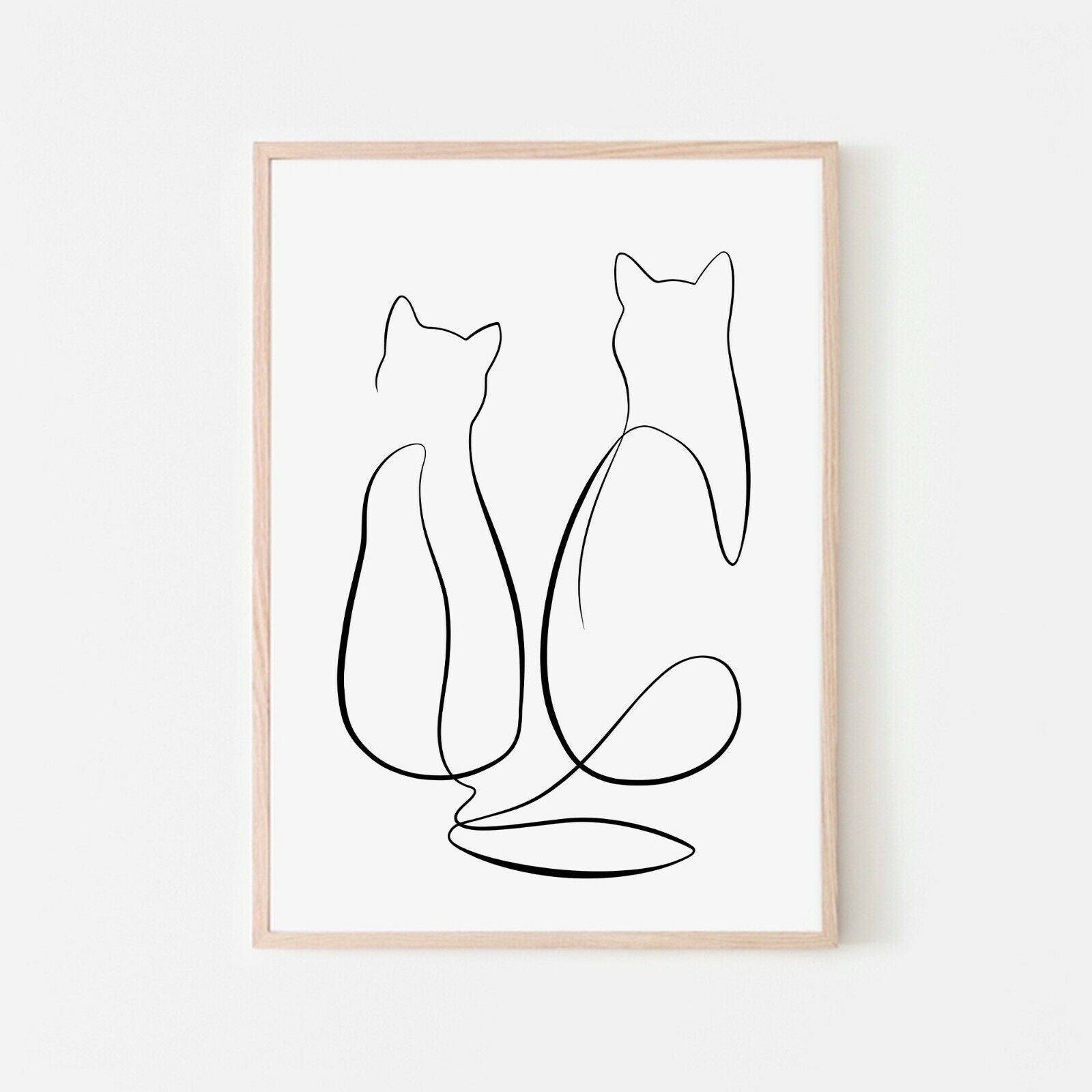 Cats Couple One Line Art Drawing Wall Prints. Perfect Minimalist Decor |  Ebay