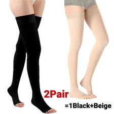 20-30mmHg Medical Compression Socks Thigh High Open Toe Anti-Fatigue Breathable
