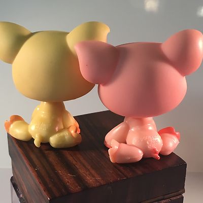 Littlest Pet Shop LPS #475 Yellow Orange Pig & #622 Pink Polka Dot