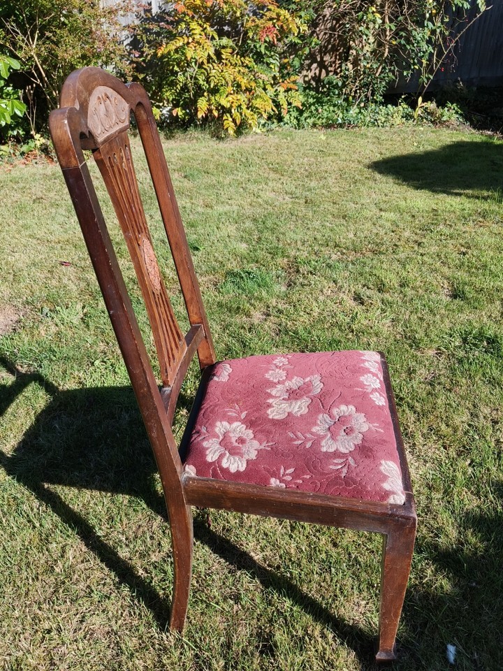 Dining Chair. Vintage Wooden Dining Chair. Mauve & White Flowers eBay