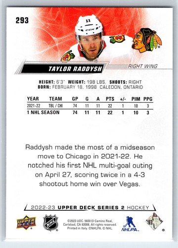 Taylor Raddysh 2022-23 Series 2 Hockey #293 - Picture 2 of 2