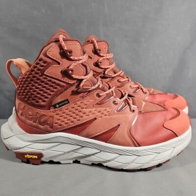 Hoka Anacapa Mid GTX Womens 8.5B Boots Shoes Hot Sauce Cherry Mahogany Hiking