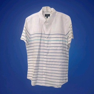 American Eagle Oxford Shirt Men XL Preppy Coastal  Nautical Blue Striped Nwot