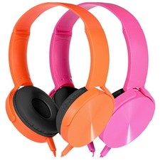 Wensdo Kids Headphones 2 Pack for School Classroom, Orange+Pink, Mixed Colors
