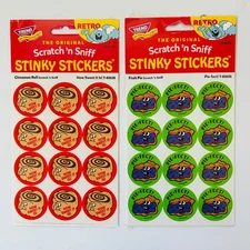 TREND Scratch n Sniff RETRO STINKY STICKERS FRUIT PIE + CINNAMON ROLL 2 pack