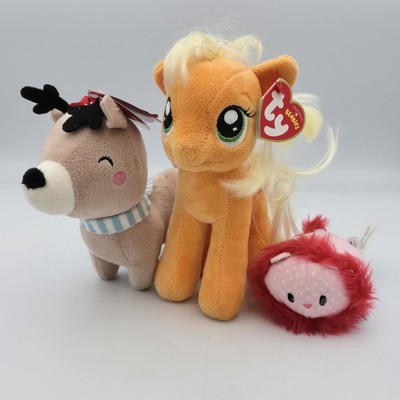 Ty Applejack MLP Beanie 7 Zoll Plüsch + Stackins Leona Löwe + Weihnachten Rentier sehr guter Zustand