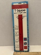W. H. Collins Vintage T-Square Sew & Quilt Ruler NOS on Card 12"