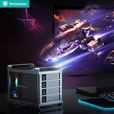 4 Bay Aluminum RGB Hard Drive Enclosure USB 3.0 For 2.5" 3.5" inch SATA HDD SSD