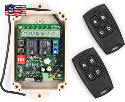 Solidremote 12V - 24V Secure Wireless RF Remote Control Relay Switch Universal 2