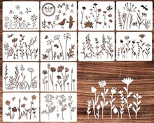12 Pieces Stencils for Painting Reusable Small Spring Wild Flower Wildflower