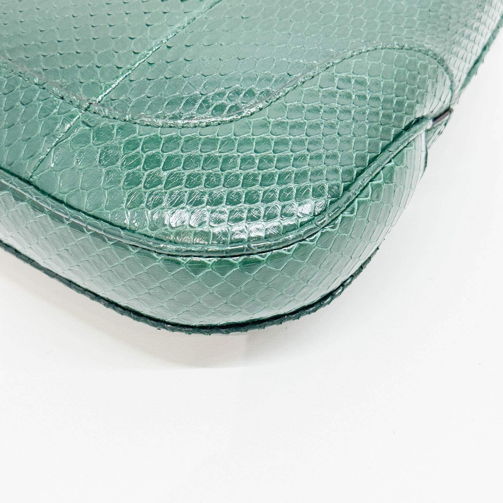 GUCCI Jackie Forest Green Python Embossed Leather… - image 11