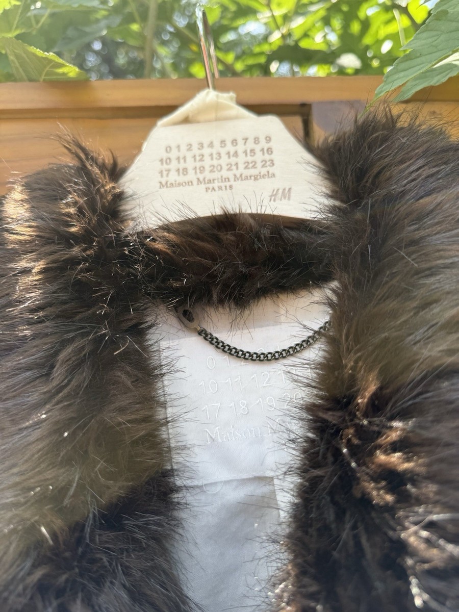 US 42R MAISON MARTIN MARGIELA x H&M FW12 Faux Fur Beaver Long Coat Brown