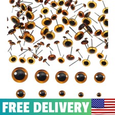 Deep Brown Glass Eyes 100pcs Assorted 3mm-12mm for Sewing Projects