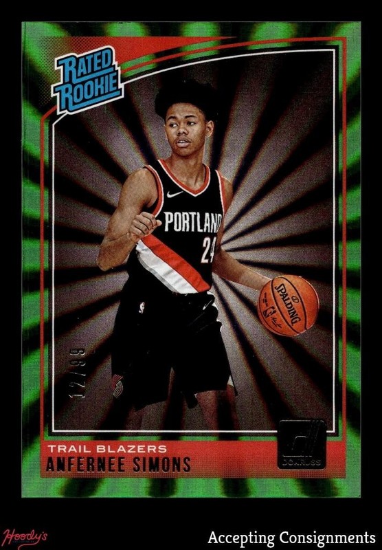 2018-19 Donruss Holo Green Laser #186 Anfernee Simons Rated Rookie RC 12/99