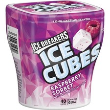 6 Pack  Ice Breakers Ice Cubes Sugar Free Gum, Raspberry Sorbet, 40 Pieces