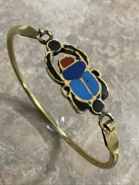 Alternate view of Egyptian Bracelet Handmade Gold Plated -scarab Beetle Diameter 2.5”