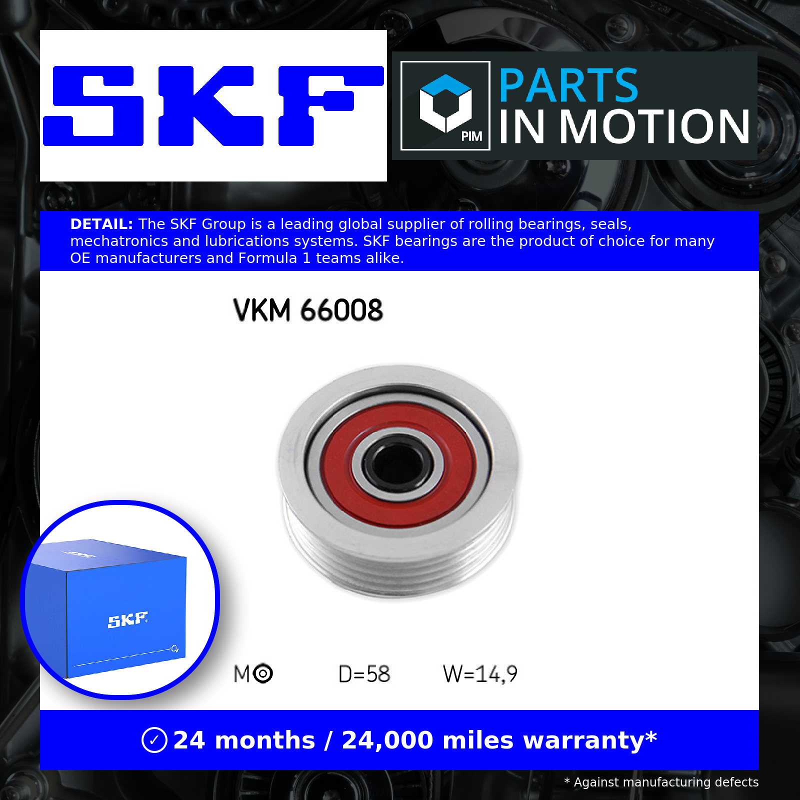 VKM 66008 SKF Tensioner Pulley, V-ribbed belt for FIAT,SUBARU,SUZUKI - Image 6