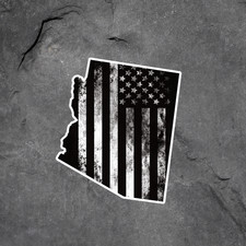 Arizona Sticker Vinyl Decal Black White USA Flag State Patriotic Art