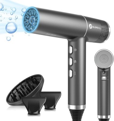 Slopehill Haartrockner 2000W Bürstenlos Mikrofilter Oxy Active LED 268g Grau