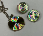 Vintage Goldtone Refraction Necklace & Earrings Set