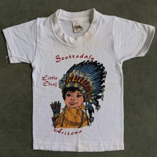 1950s Novelty Print T Shirt Native American Scottsdale AZ Kids Toddler Vtg 1960s