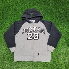 NIKE Air-Jordan Zip Hoodie Teens Large 19x22 Baggy Two-Tone