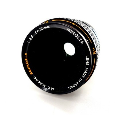 Minolta MC Macro Rokkor-X 50mm f/3.5 Lens & MC Macro Converter w/ Canister