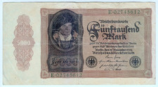 1922 Germany 5000 Mark 02745612 Reichbanknote Paper Money Banknotes