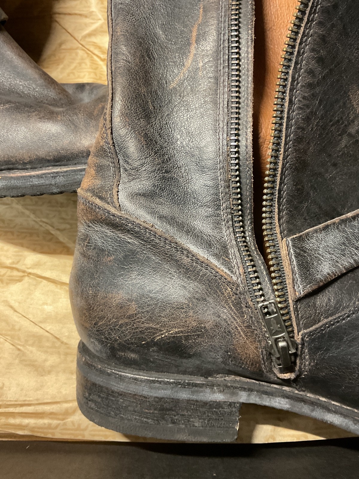 FRYE  Tall Riding Veronica Boots Distressed Womens 11 w/6 buckles image 6
