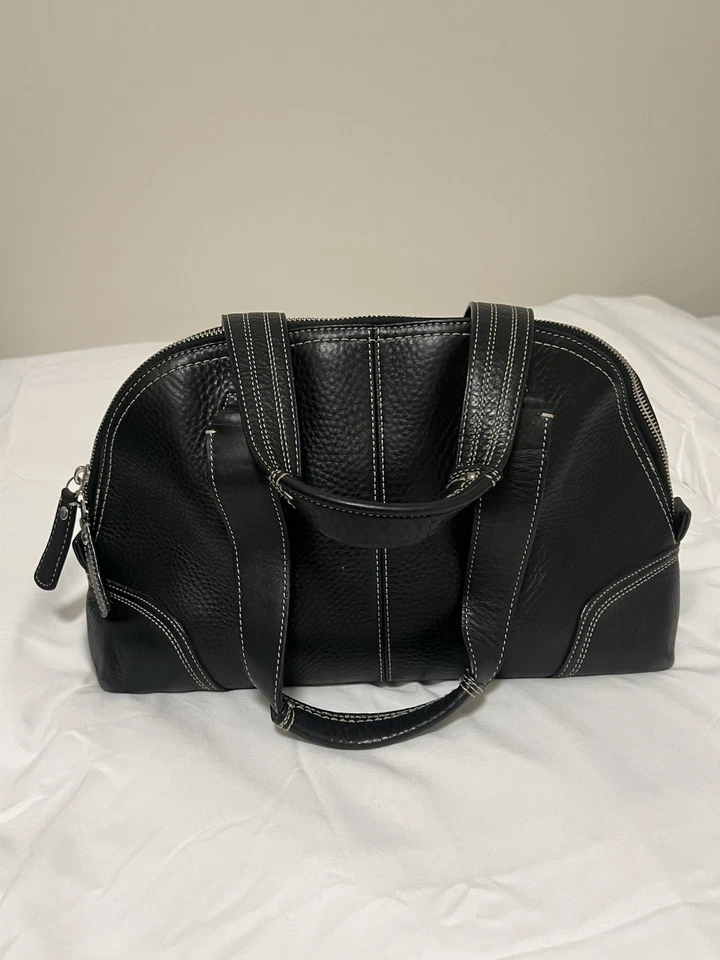 Bolso de médico Coach para mujer de cuero granulado negro con asa superior Hampton Foto 2 de 4