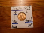 1953S Lincoln Cent Gem BU+ SPLENDID!!! PQ!!! COOOOOOOOL!!!!!