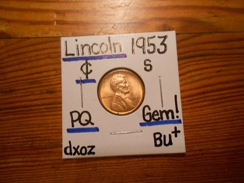 1953S Lincoln Cent Gem BU+ SPLENDID!!! PQ!!! COOOOOOOOL!!!!!