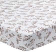 Lambs  Ivy Signature Taupe Leaves Print Organic Cotton Fitted Crib Sheet