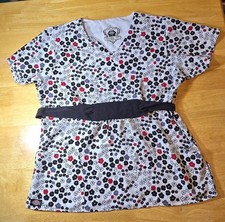 Dickies Black Label Scrubs, Blk/Red flowers SMALL, 5 ship,Each add. item 1 ship