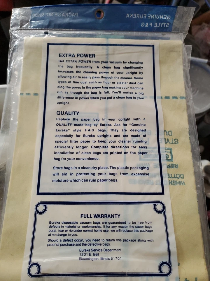 LOT OF 5 - Vacuum Cleaner Bags Style F & G New 3 Bag Pack - Image 3 of 4