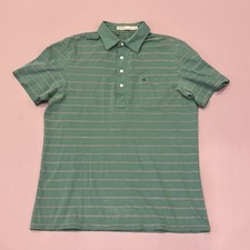 Criquet Slim Fit Polo Shirt Mens Large Striped Short Sleeve Organic Cotton Strip