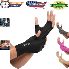 Copper Infused Fingerless Gloves for Arthritis and Carpal Tunnel Relief - Unisex