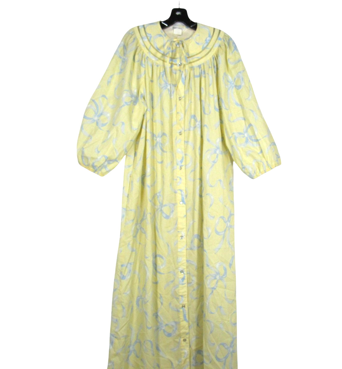 VTG MODELS COAT Yellow FLORAL Snap POCKETS Twill ROBE/HOUSE DRESS/MuuMuu Sz 1X