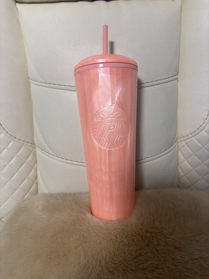 Starbucks 2021 Pink Marble Pearl Tumbler Dome Top With Straw 24oz Venti