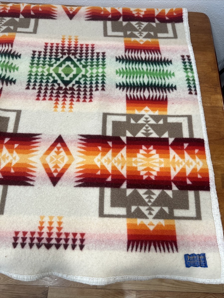 PENDLETON Beaver State 幾何学模様ウールクッション Vintage Pendleton Beaver State PNW Native Geometric 60