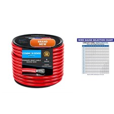 Common Sense Marine 8 Gauge 30 ft Boat Cable Tinned Oxygen-Free Copper Wire