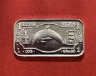1 Gram Solid Silver Ingot With Cute Dolphin! .999 Pure Silver!